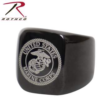 Rothco Stainless Steel USMC Eagle, Globe and Anchor Ring - Black